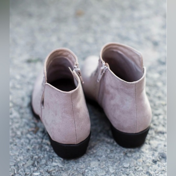 Dottie Couture Boutique Stone Color Suede Stitch Booties - Picture 4 of 4
